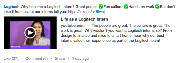 linkedin example of ugc