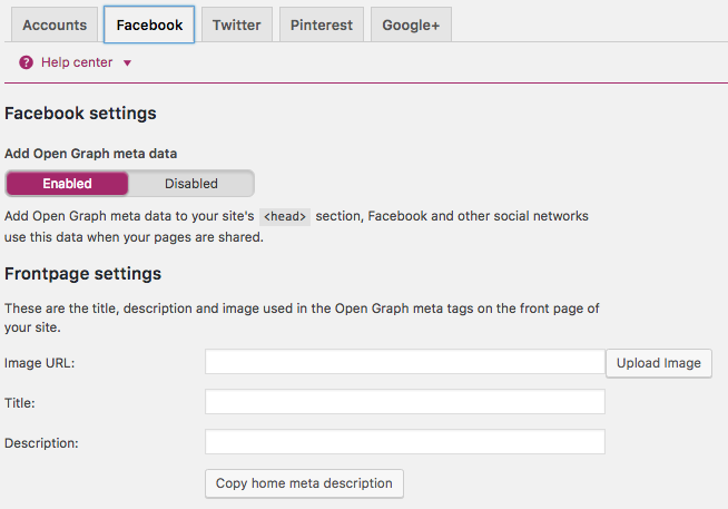 Yoast SEO Plugin Social Media Settings
