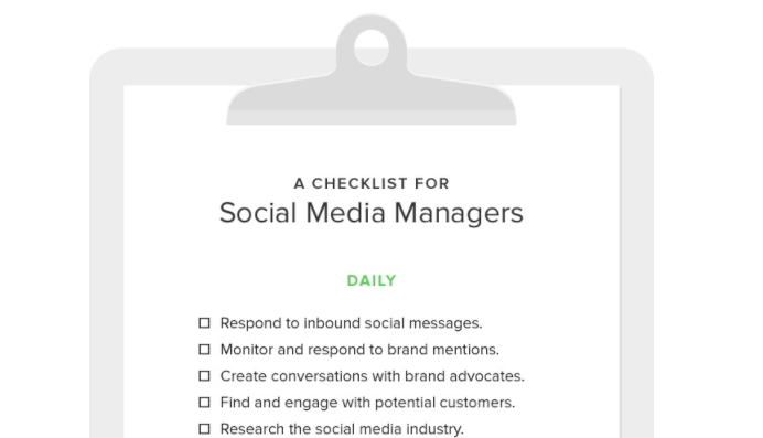 social media manager checklist