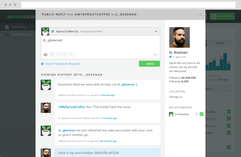 sprout social conversation history