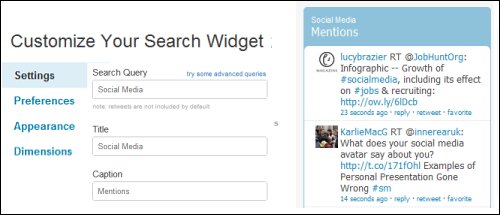 Twitter Search Widget Twitter Search Widget