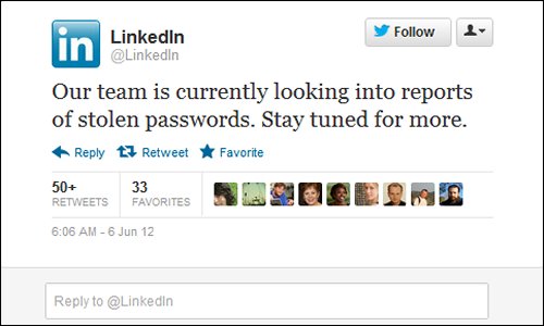 LinkedIn issues warning of breach on Twitter LinkedIn issues warning of breach on Twitter