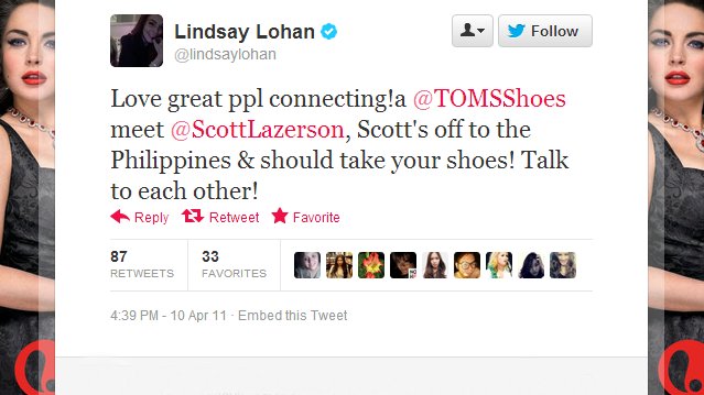 Lindsay Lohan Tweets TOMS Shoes Lindsay Lohan Tweets TOMS Shoes
