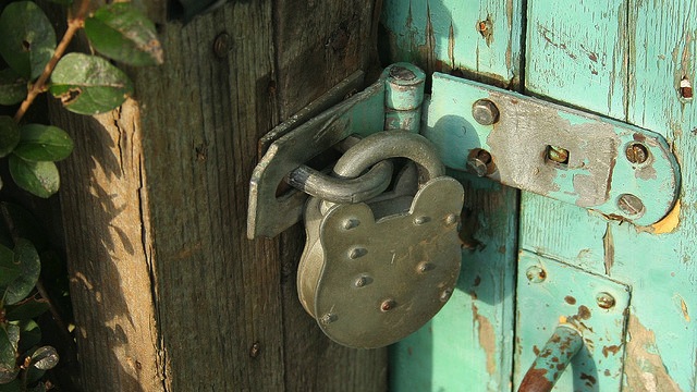 Padlocked door