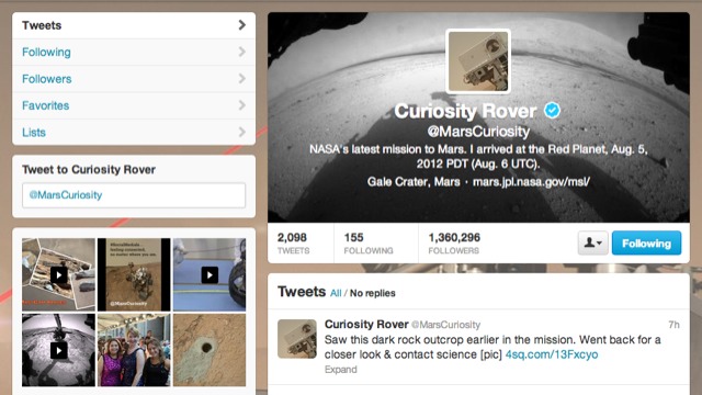 NASA Mars Curiosity Rover on Twitter