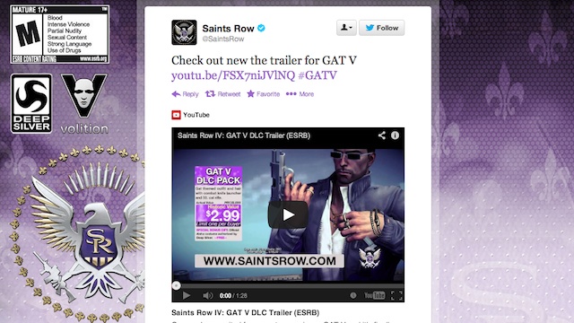Saints Row promoted tweet
