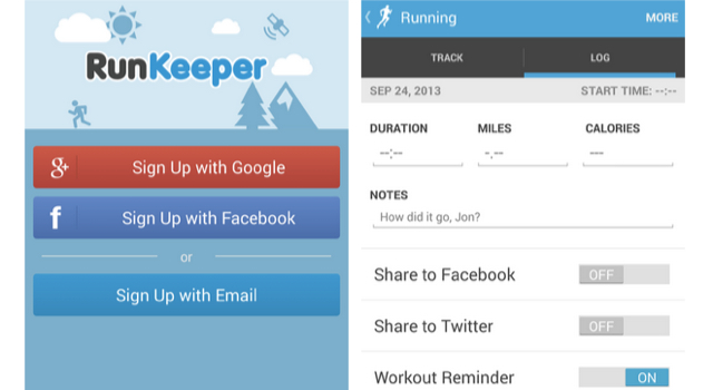 RunKeeper sharing