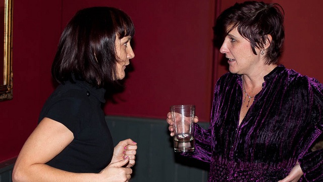 two women talking