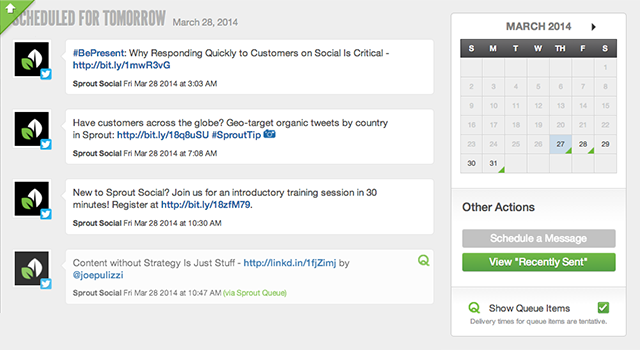 sprout social scheduling screen shot