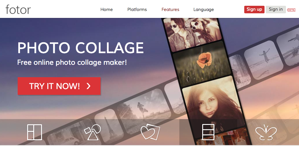 fotor photo collage maker website homepage