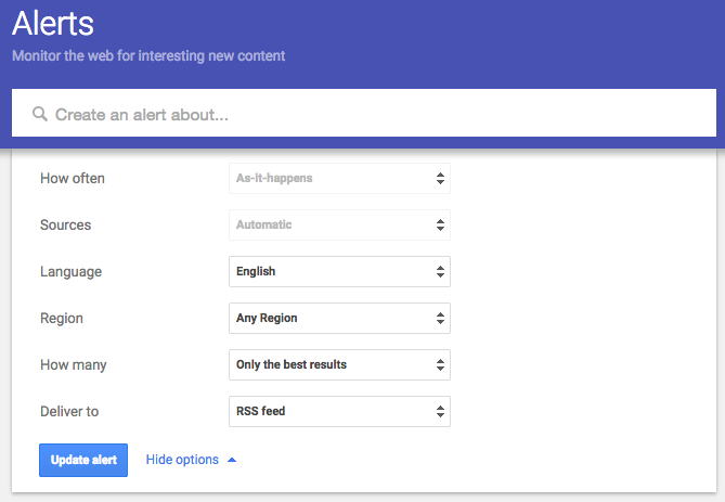 social media monitoring through google alerts