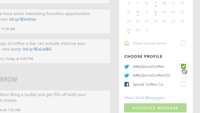 New Profile Picker in Scheduled Messages in Sprout Social