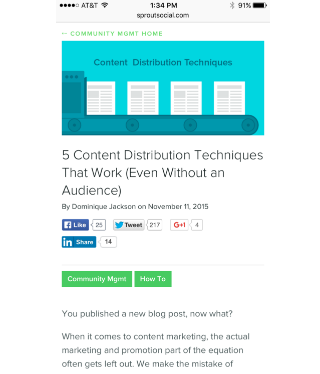 responsive mobile content example