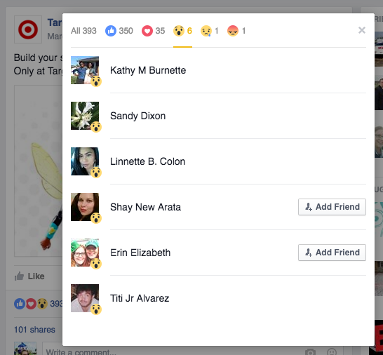 Facebook Reactions Target All