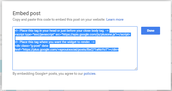 how to Embed Google+ Post