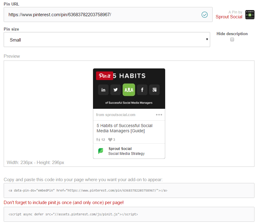 how to Embed Pinterest Pin