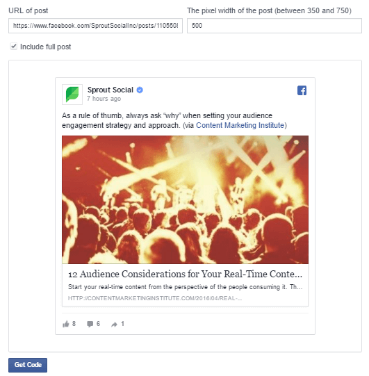 Facebook Embed Advanced Settings