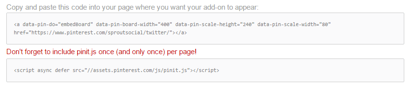 Pinterest Board Embed Codes