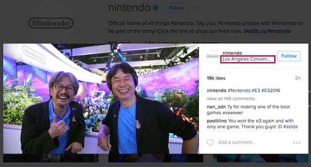 Nintendo Instagram Location