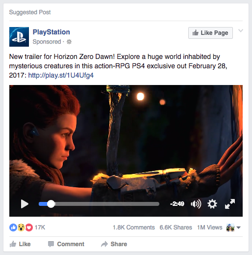PlayStation Facebook Ad