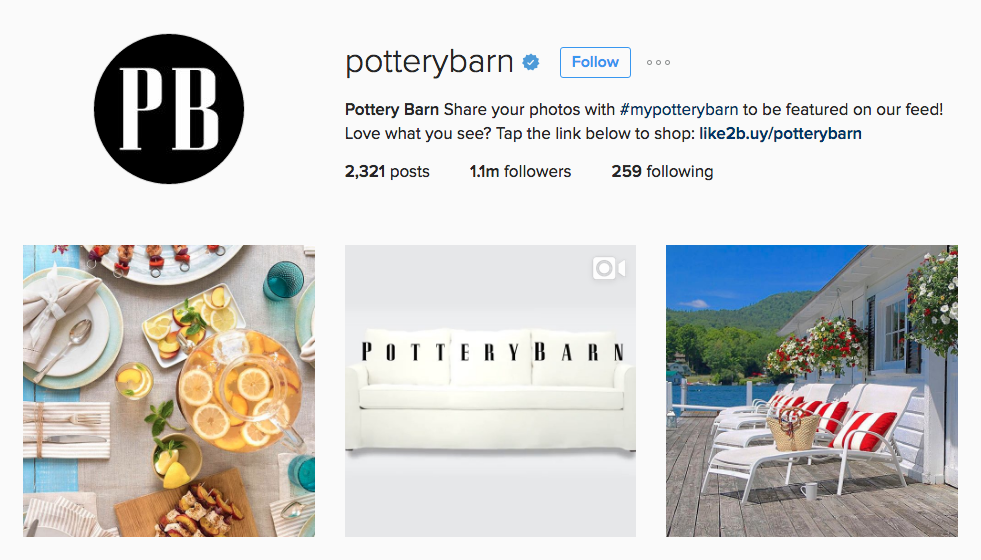 pottery barn instagram bio