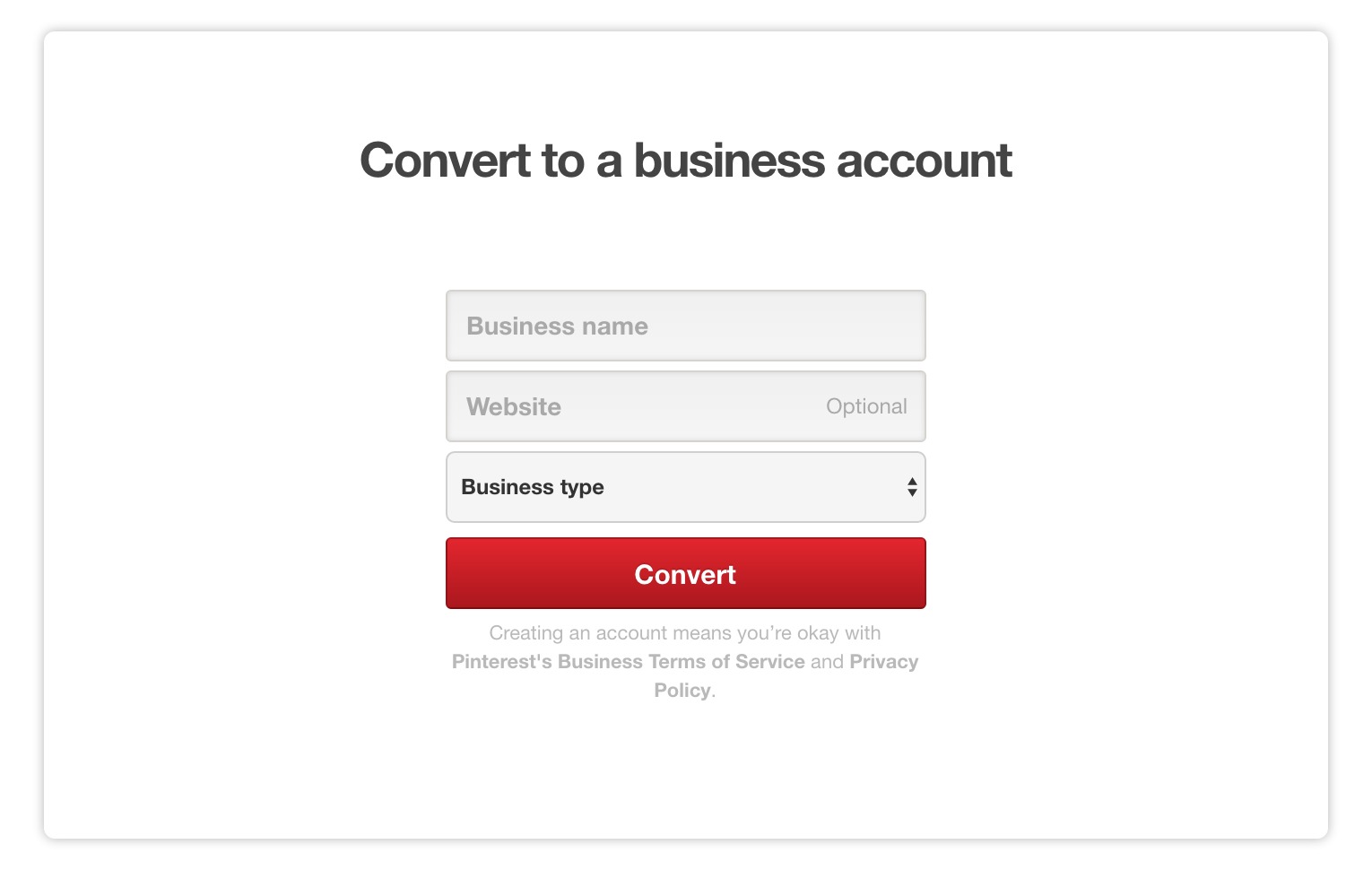 convert to Pinterest business account