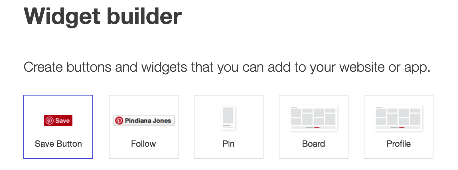 pinterest widget builder