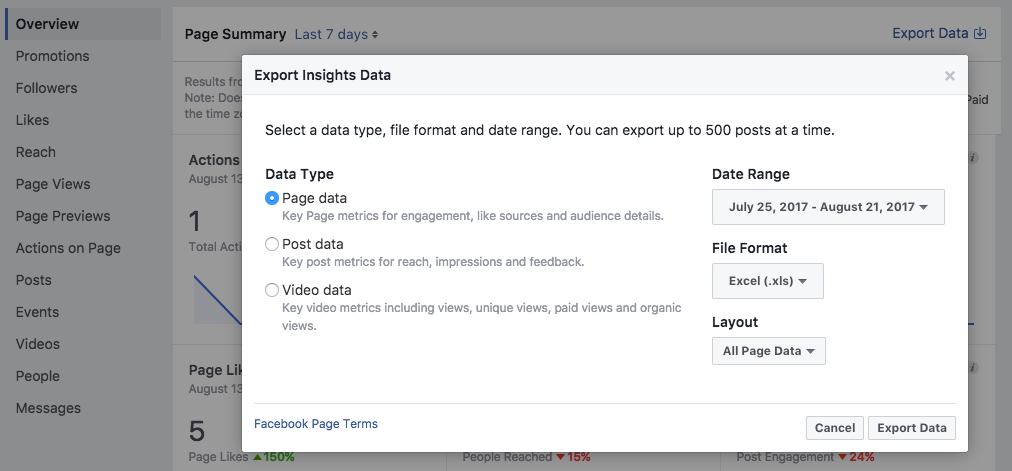 Exporting Facebook Insights Data