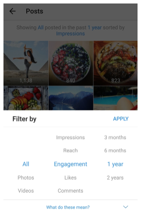 instagram post performance filters