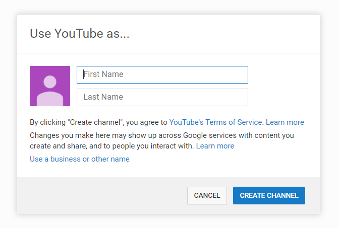 Choosing between a personal or YouTube business account