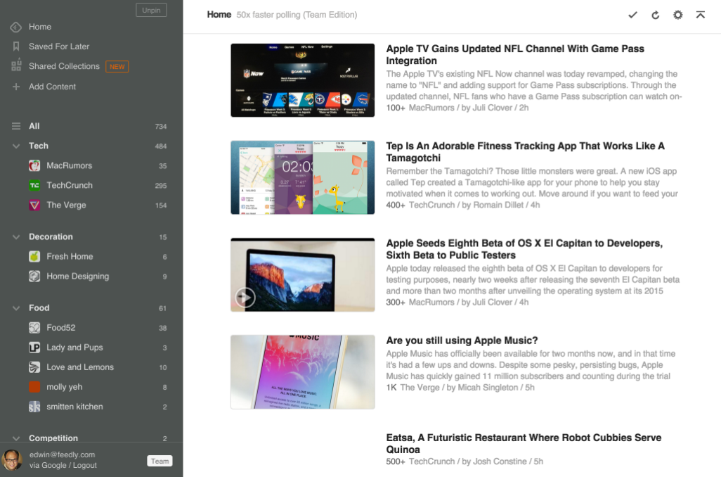 Feedly helps find relevant content to fill your social feed