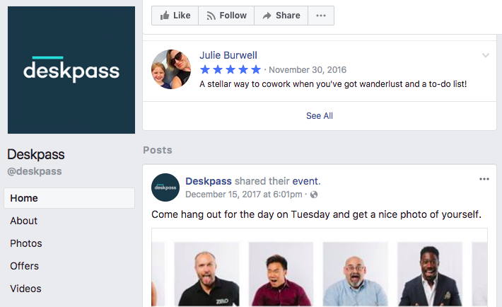 deskpass facebook reviews