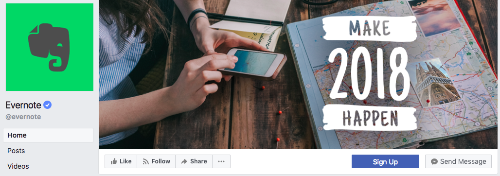 evernote facebook account
