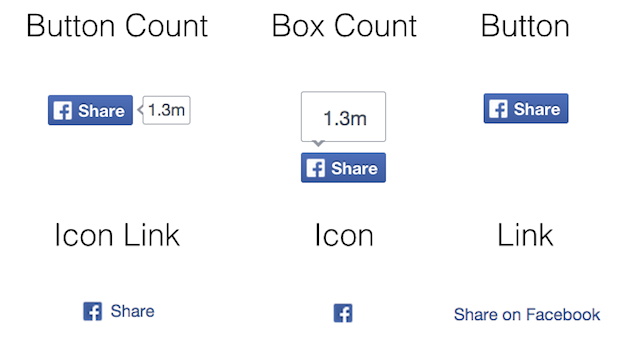 Selection of Facebook share buttons