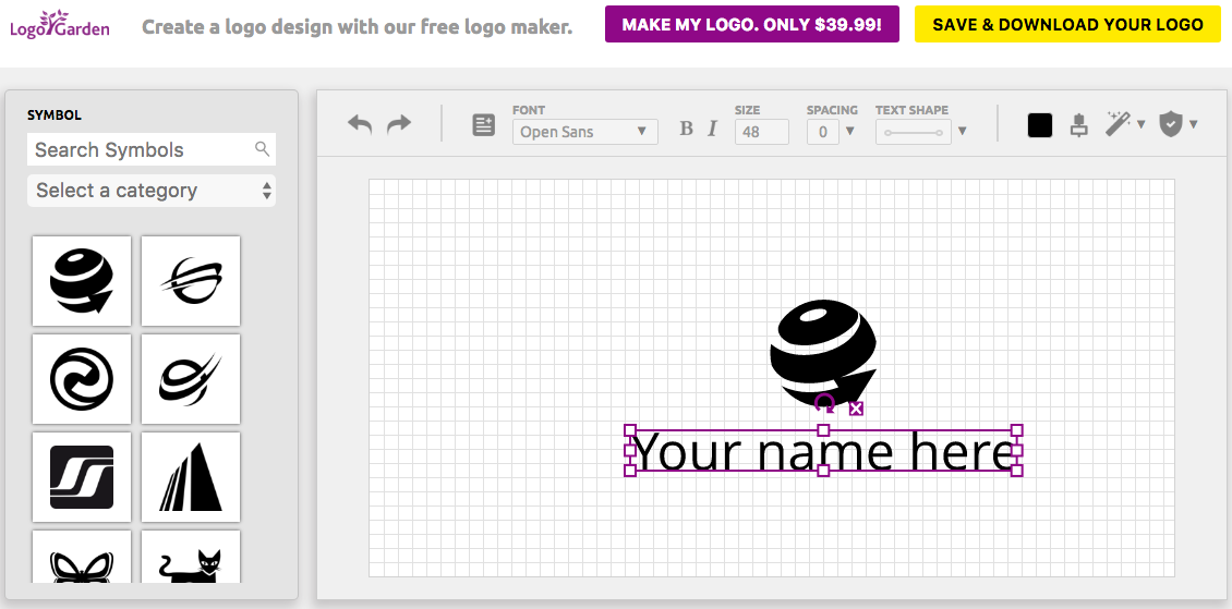 Tools like LogoGarden can help you create clean, minimal logos