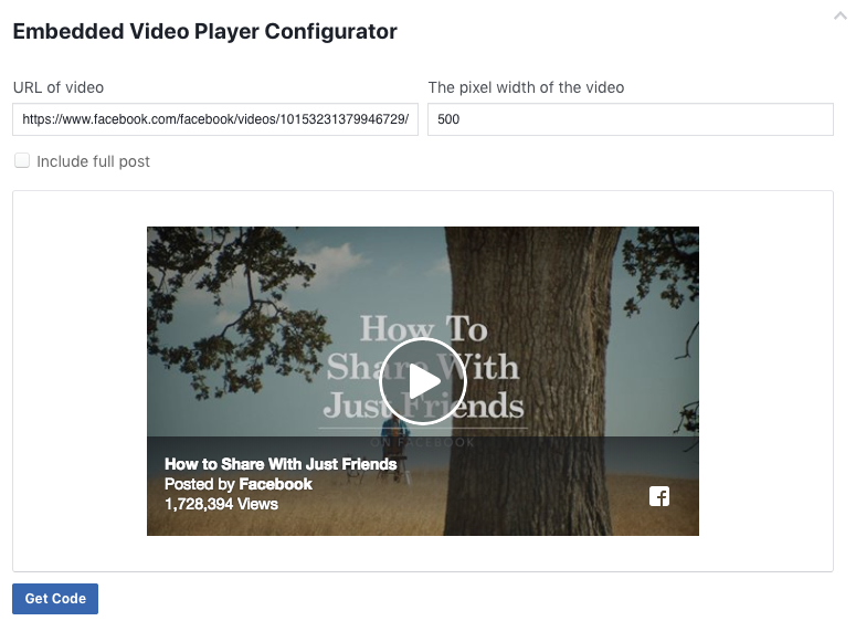 facebook embedded video