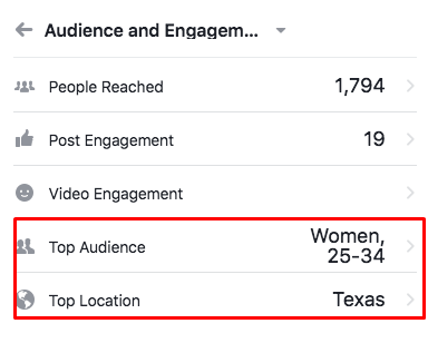 Top location and top audience numbers