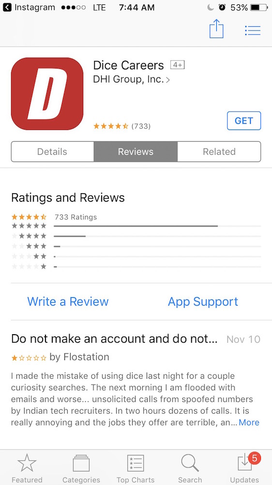 dice careers app landing page
