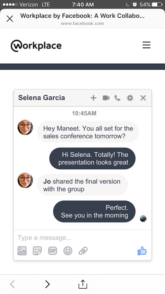 workplace by facebook instagram landing page