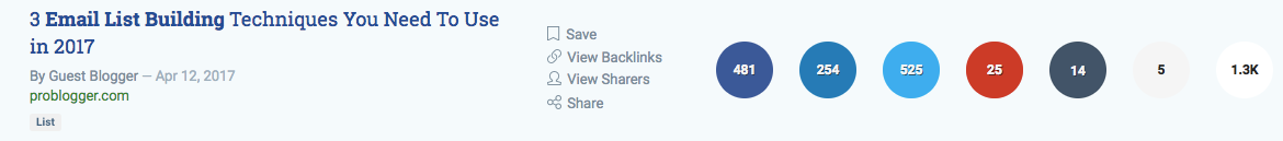 buzzsumo search result