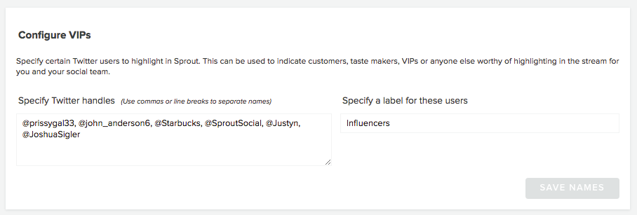 Sprout Social VIPs list