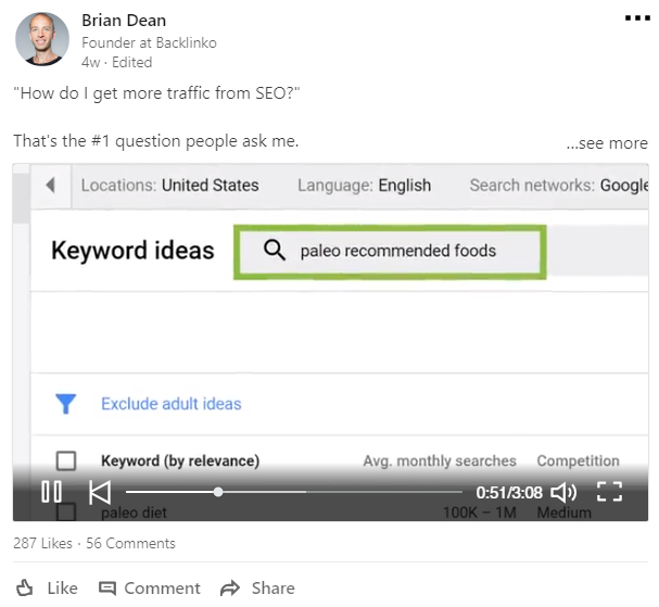 LinkedIn recently introduced video content as part of their platform