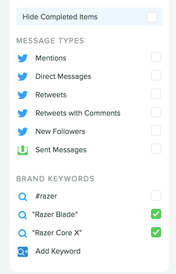Razer Brand Keywords Smart Inbox
