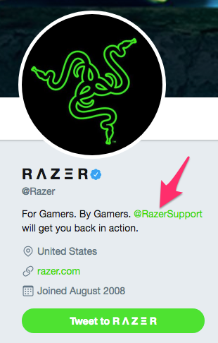 Razer Twitter Profile