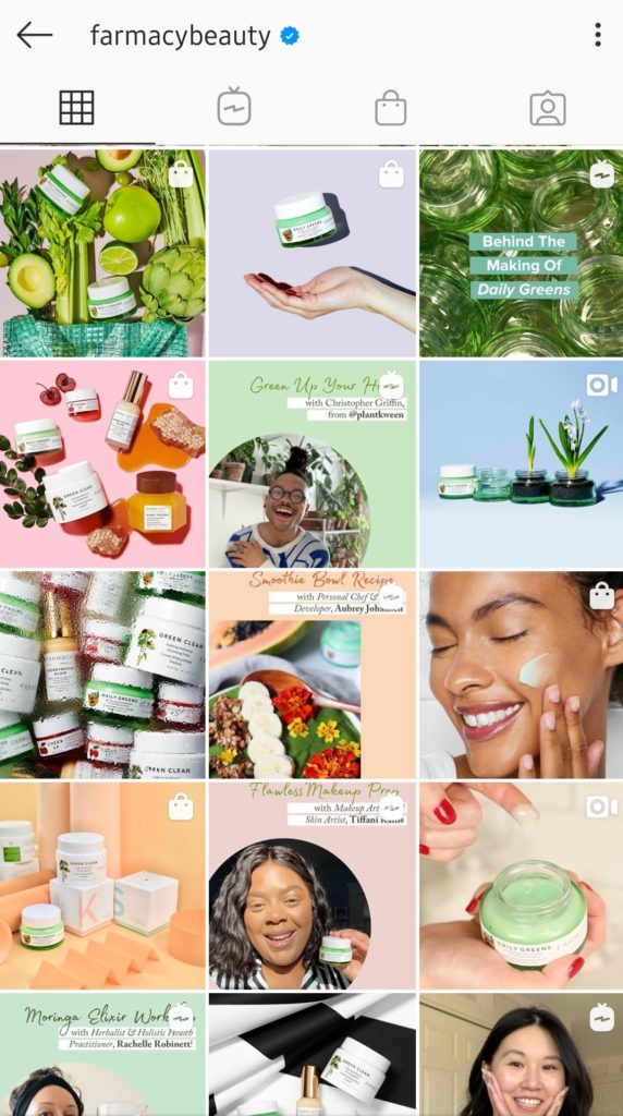 farmacy color palette in IG grid