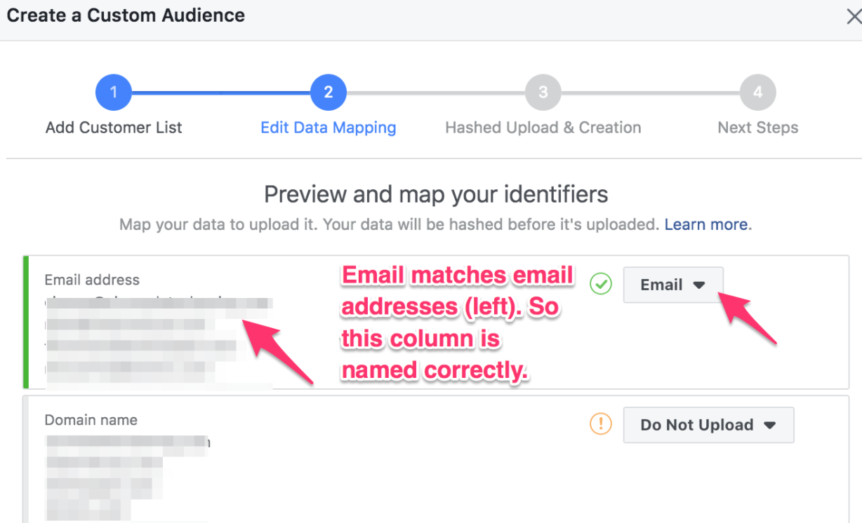 make sure data match example