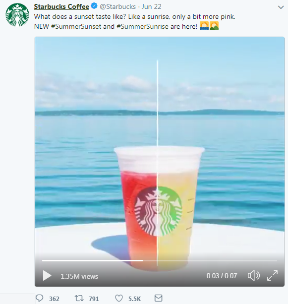 starbucks coffee tweet with engaging visuals