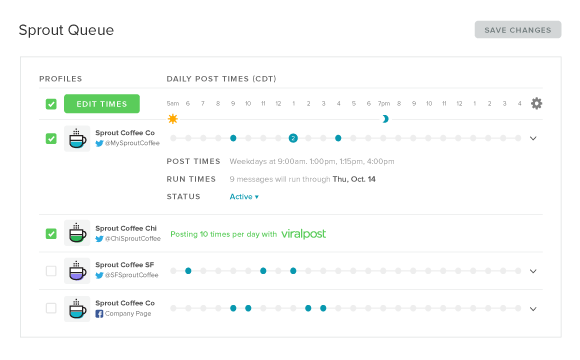 Features of Sprout like Viralpost ensure that you're maximizing your content's reach in terms of engagement