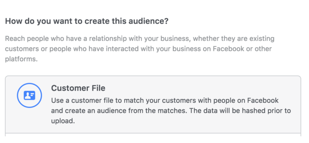 facebook customer file