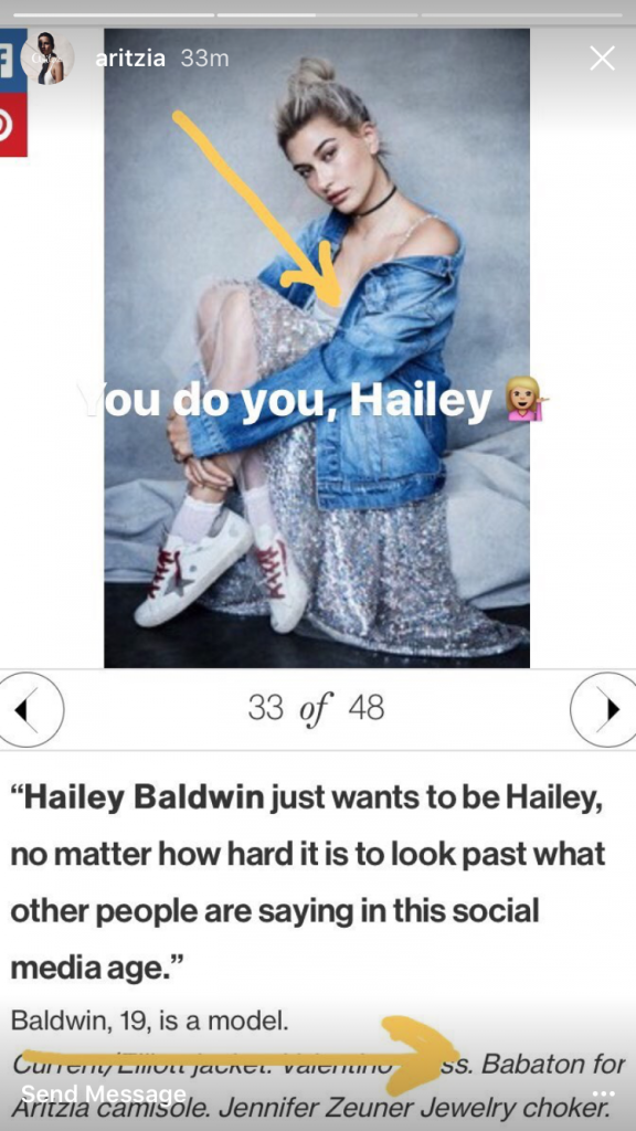 aritzia instagram story